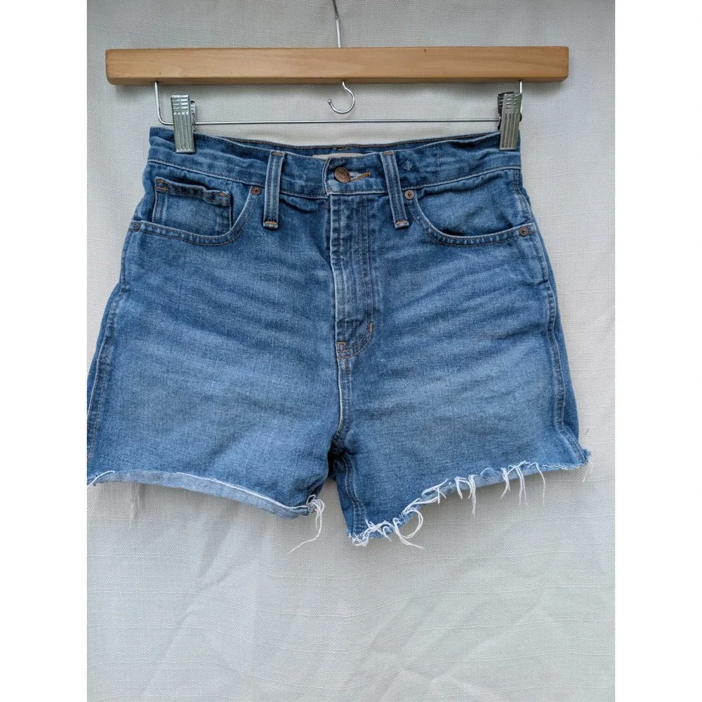 Madewell The Perfect Jean Short Womens 25 High Rise Cutoff Frayed Medium Wash
